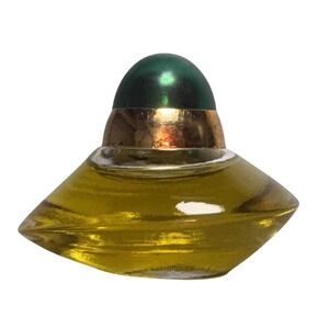 Vintage Oscar de la Renta Perfume Mini Bottle Green Cap Gold Oval Glass Bottle